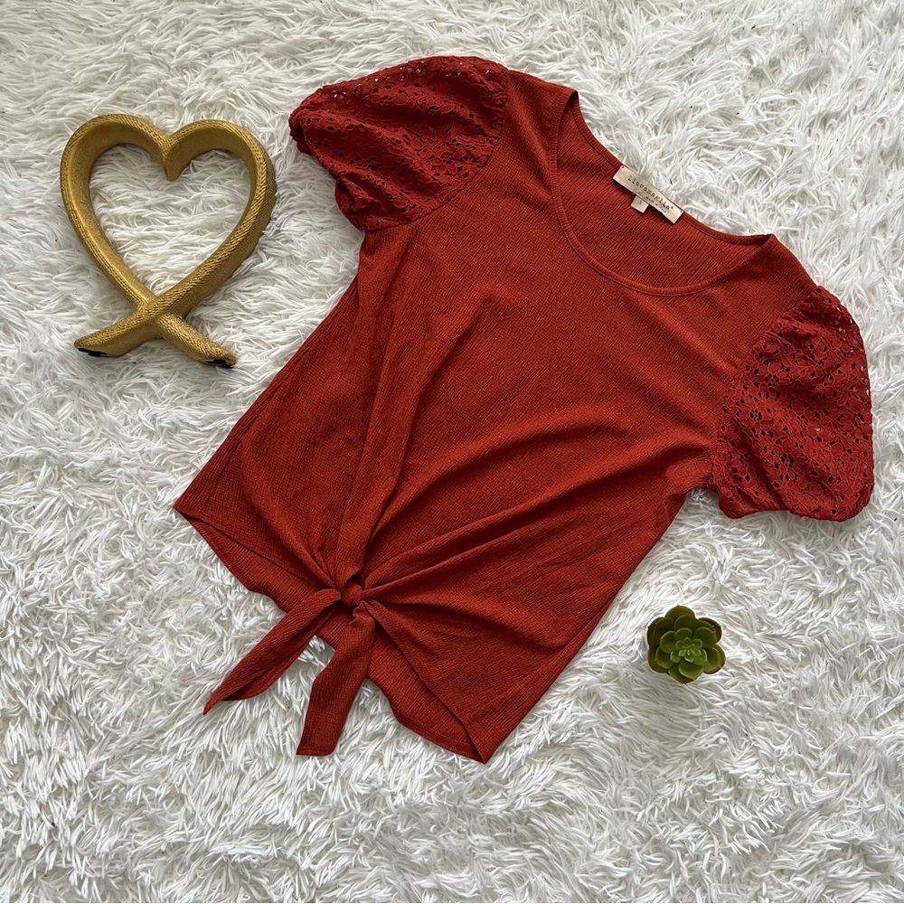 Elegant Red Puff Sleeve Blouse